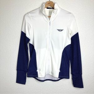 RLX Ralph Lauren Women's Golf Powerstretch Jacket XS Navy White Full Zip UPF50+